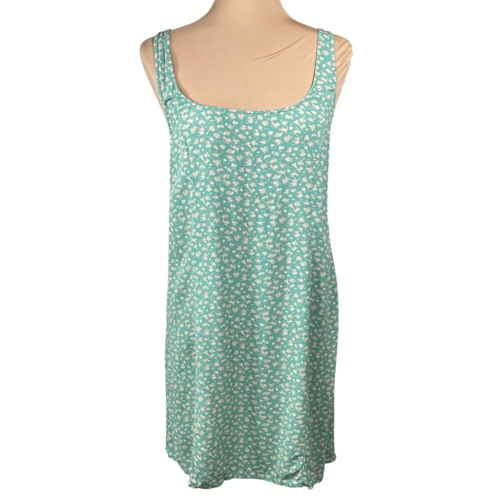 American Eagle Mini Dress Ditsy Floral Green L Large Sleeveless Cutout